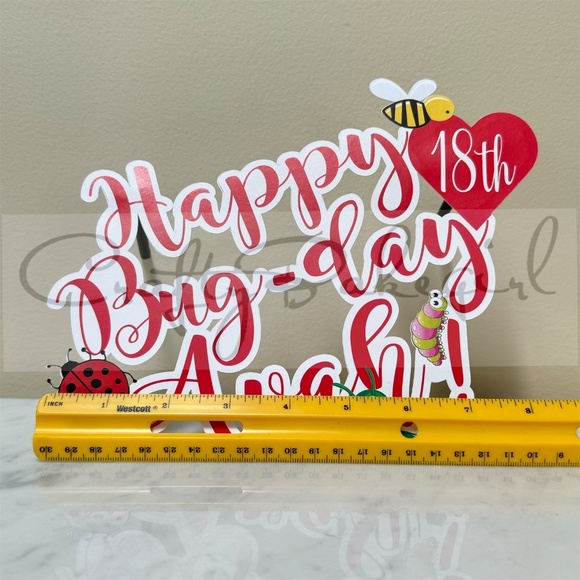 Personalized & Customized Avah Bug 18th Birthday Cake Topper for 1/4 Sheet Cake - Picture 4 of 10